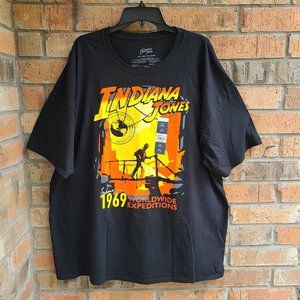Indiana Jones Men’s Retro Graphic T-Shirt Short Sleeves Black Size 3XL